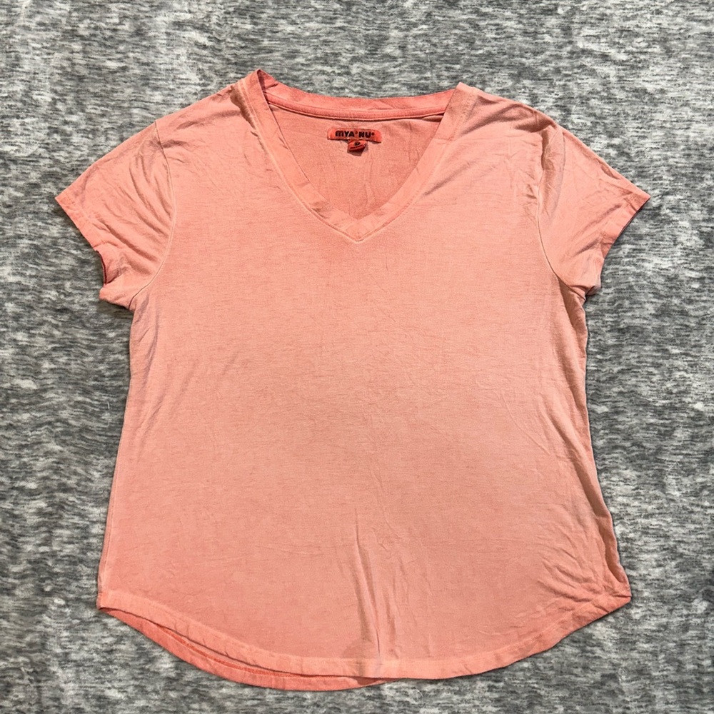 Mya & Nu NYC Design Washed Neon Orange Top Size Medium